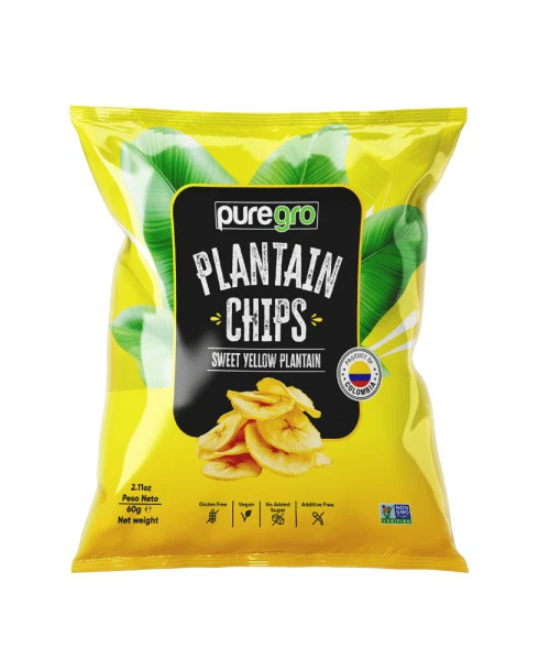 Puregro SWEET Yellow Plantain chips 60g, 60g