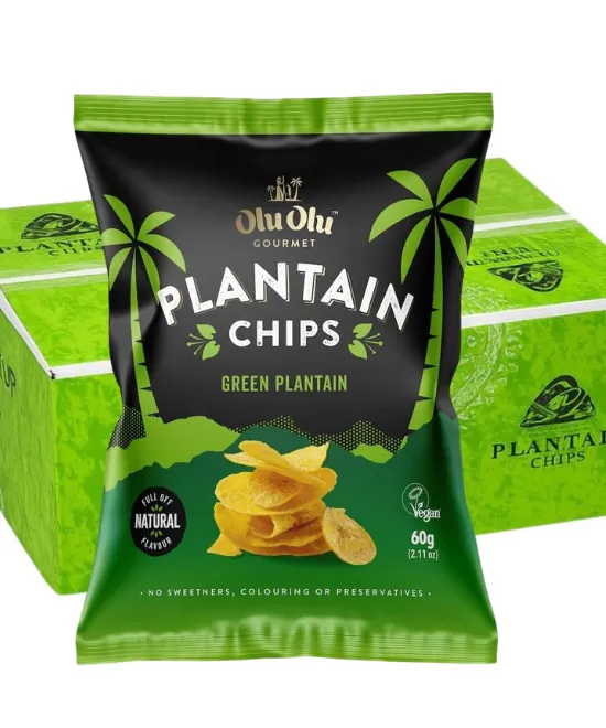 Olu Olu Plantain Chips Green x 24 Oluolu, Pack of 24