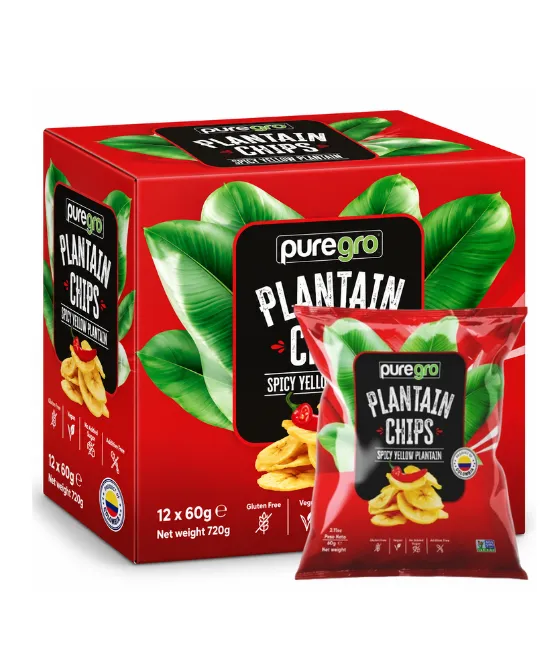 Puregro Plantain chips with Chilli RED 60g Box of 24, 24 × 60g