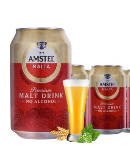 AMSTEL Malta Can x 24 Malt Drink, Pack of 24