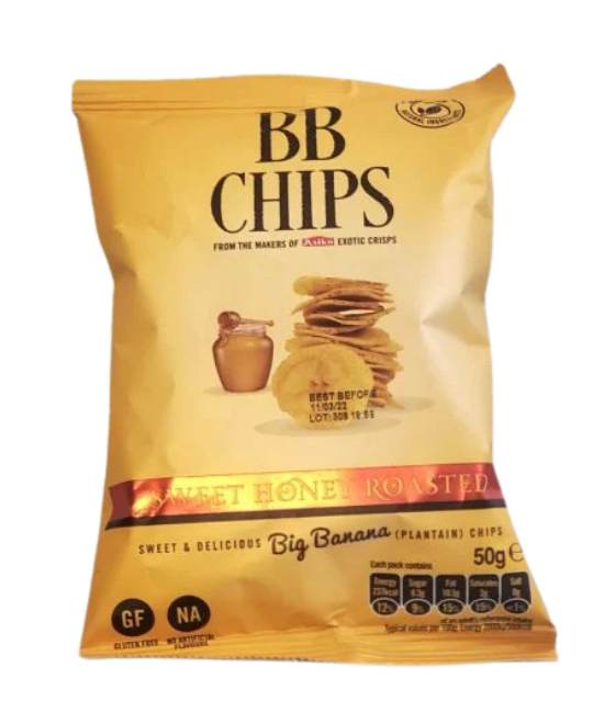 BB Chips Sweet Honey Roasted Plantain Chips – Single – Yellow, 1 item