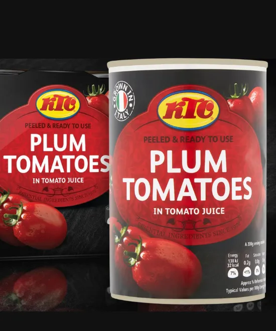 Plum Tomatoes – Peeled – KTC – Case (12 cans), Pack of 12