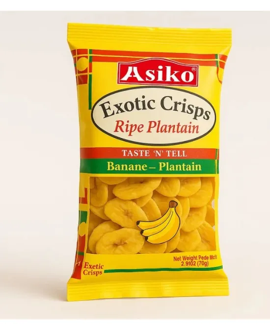 Asiko Slightly Salted Plantain Chips 75g – Yellow – SINGLE, 75g